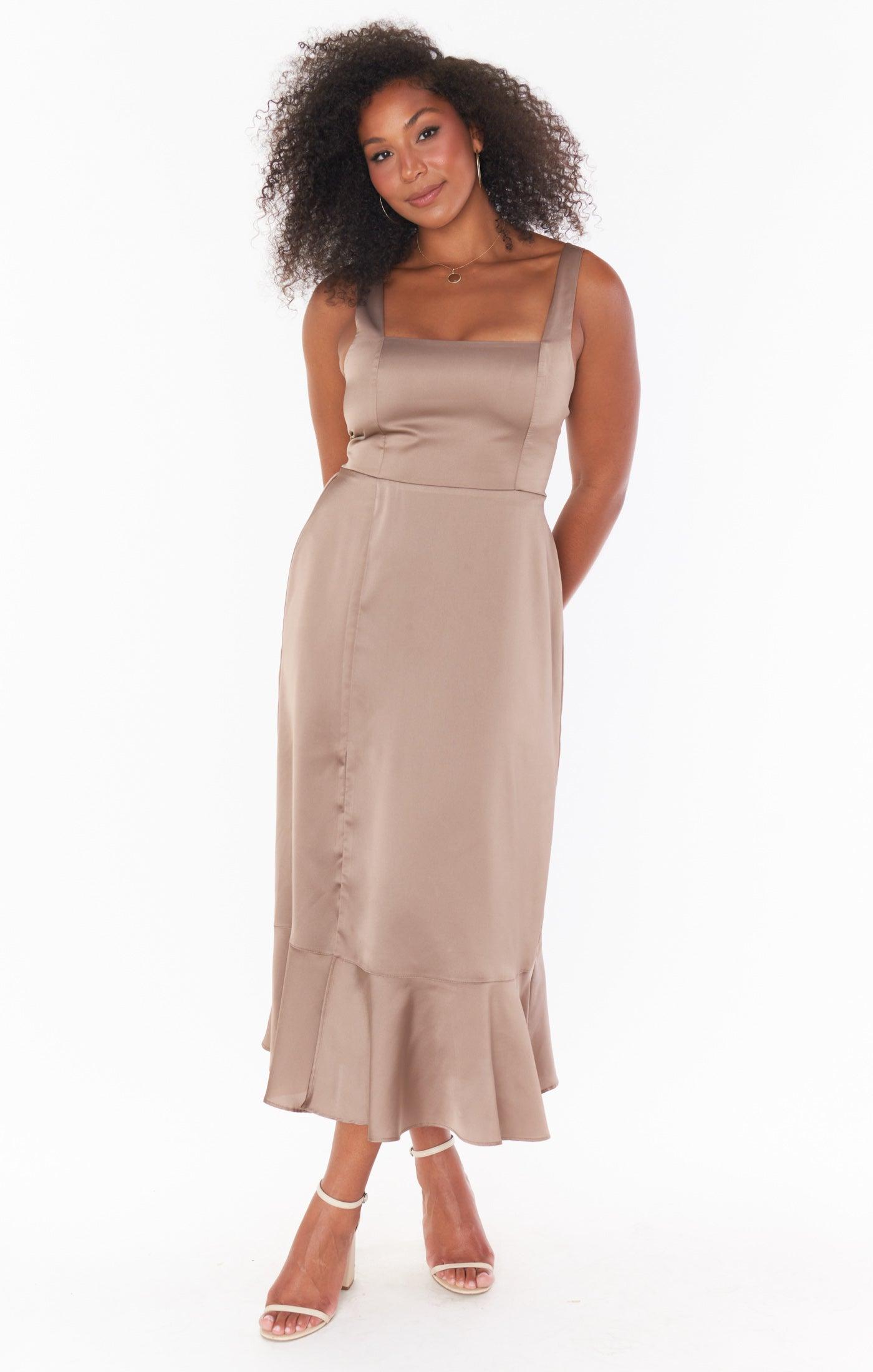 Claire Midi Dress ~ Dune Luxe Satin Product Image