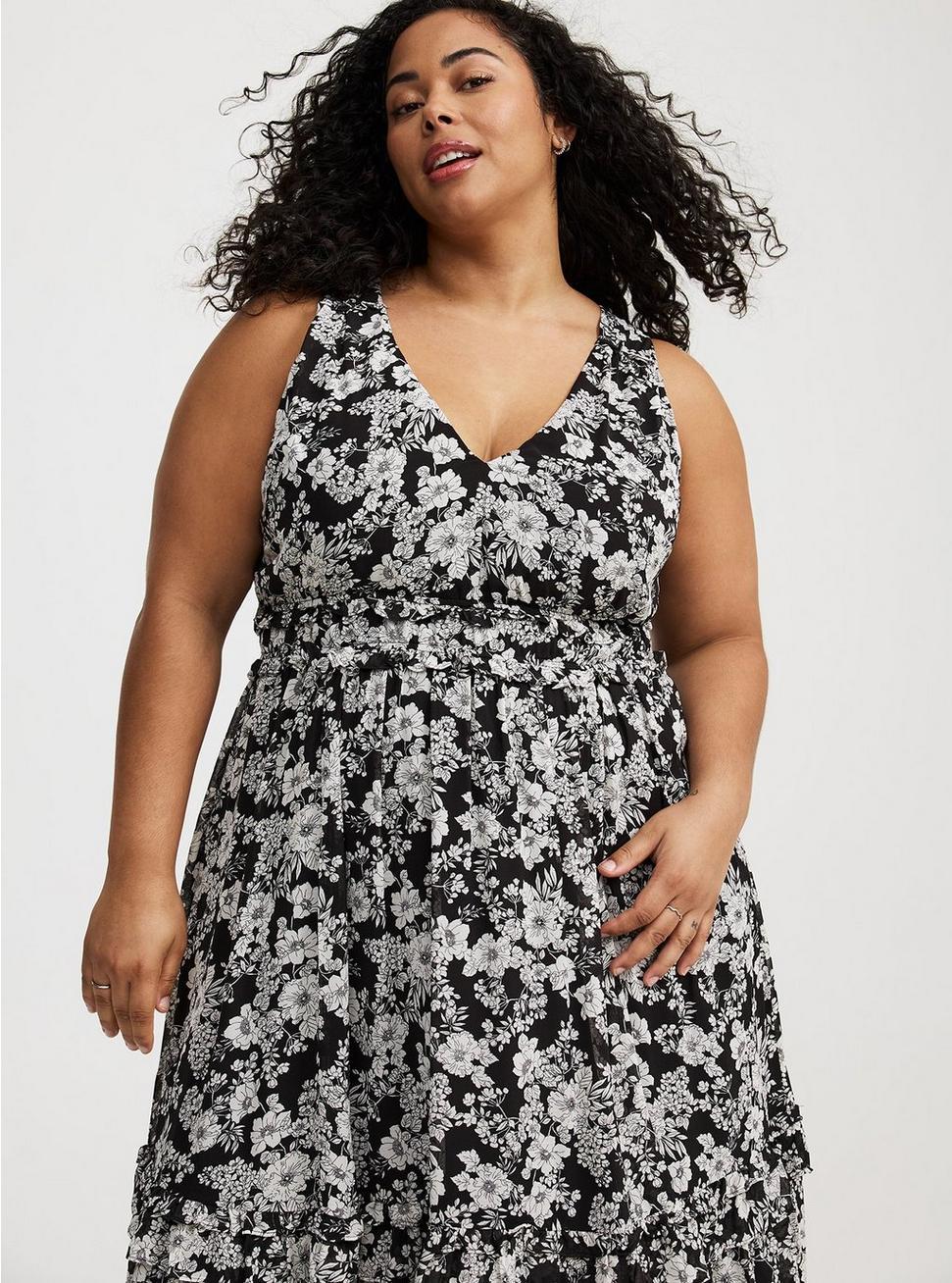 Midi V-Neck Ruffle Dress Product Image