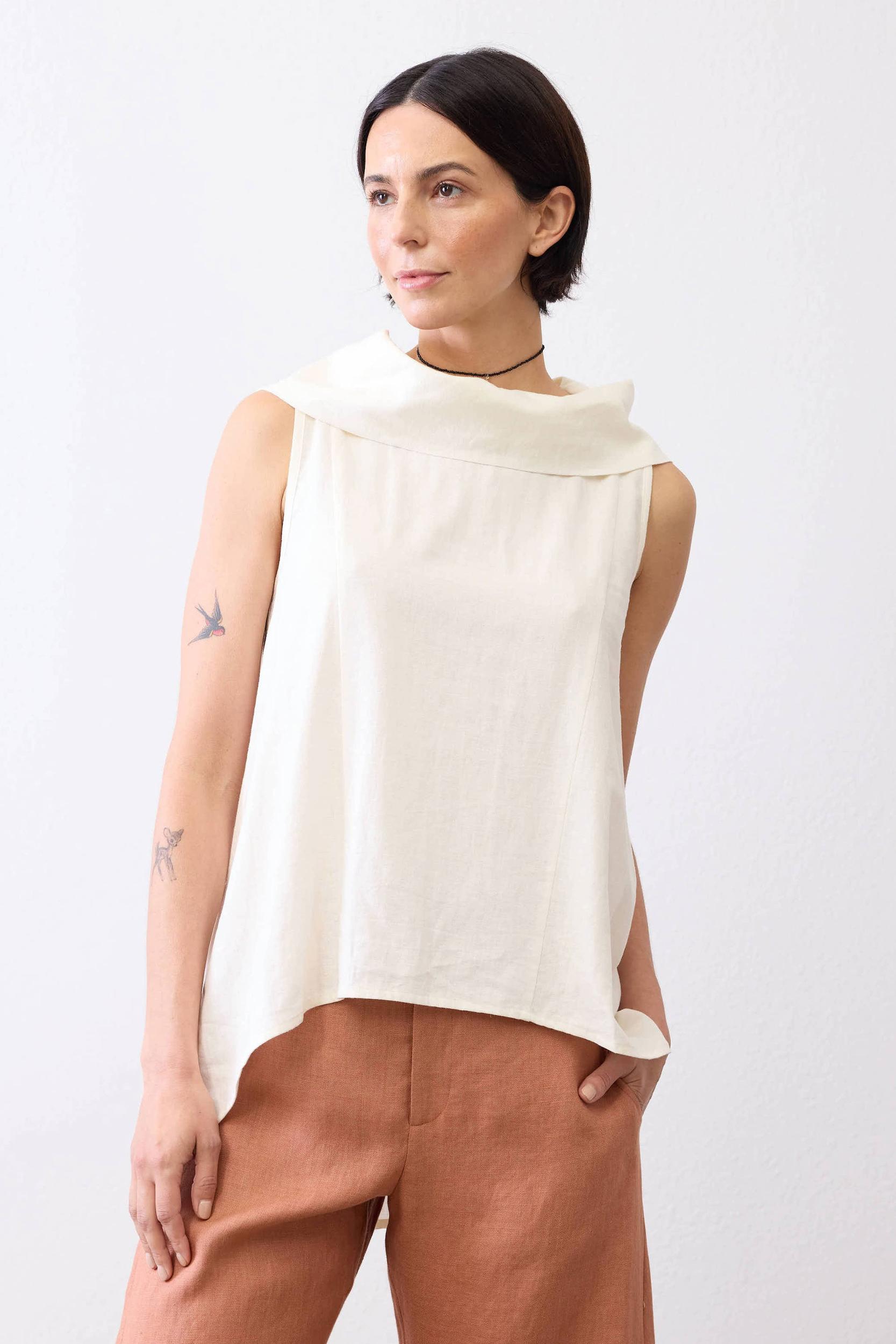 Draped Neck Linen Tunic Product Image