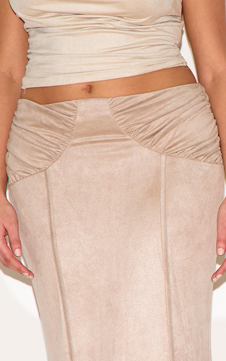 Plus Stone Faux Suede Ruching Waist Detail Maxi Skirt Product Image
