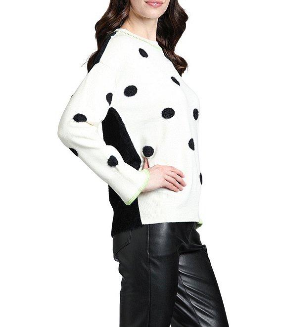 APNY Knit Polka Dot Crew Long Sleeve Sweater Product Image