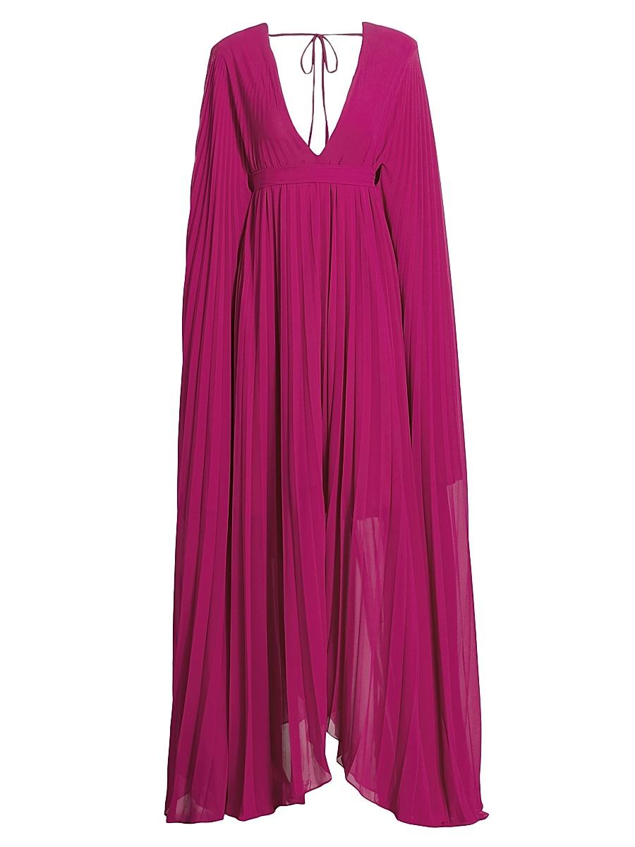 Womens Delilah Pleated Cape-Sleeve Gown Product Image