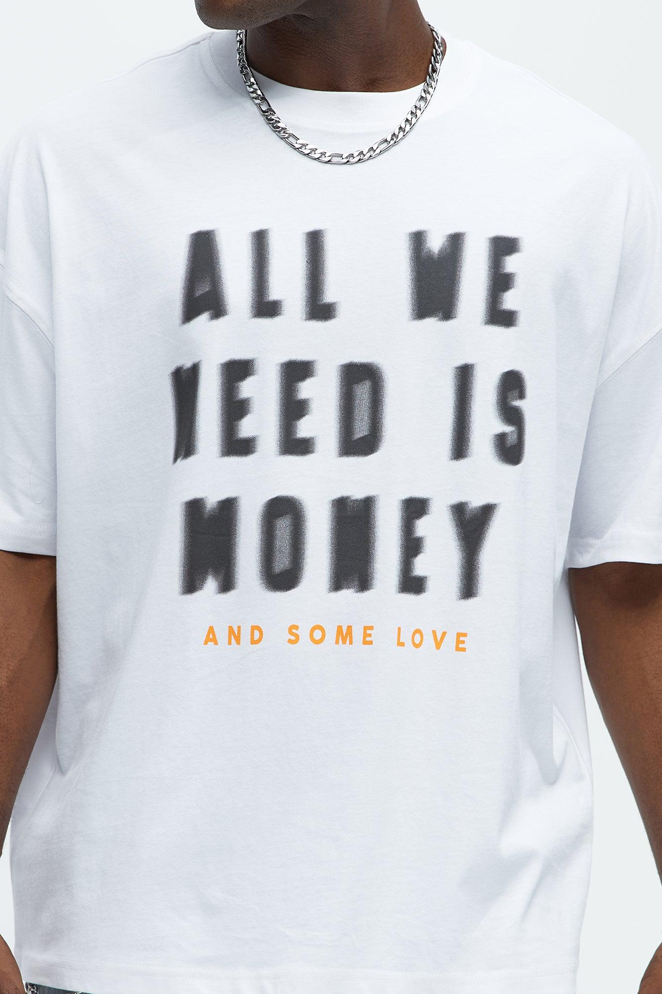 All We Need Is Money Oversized Short Sleeve Tee - White Product Image