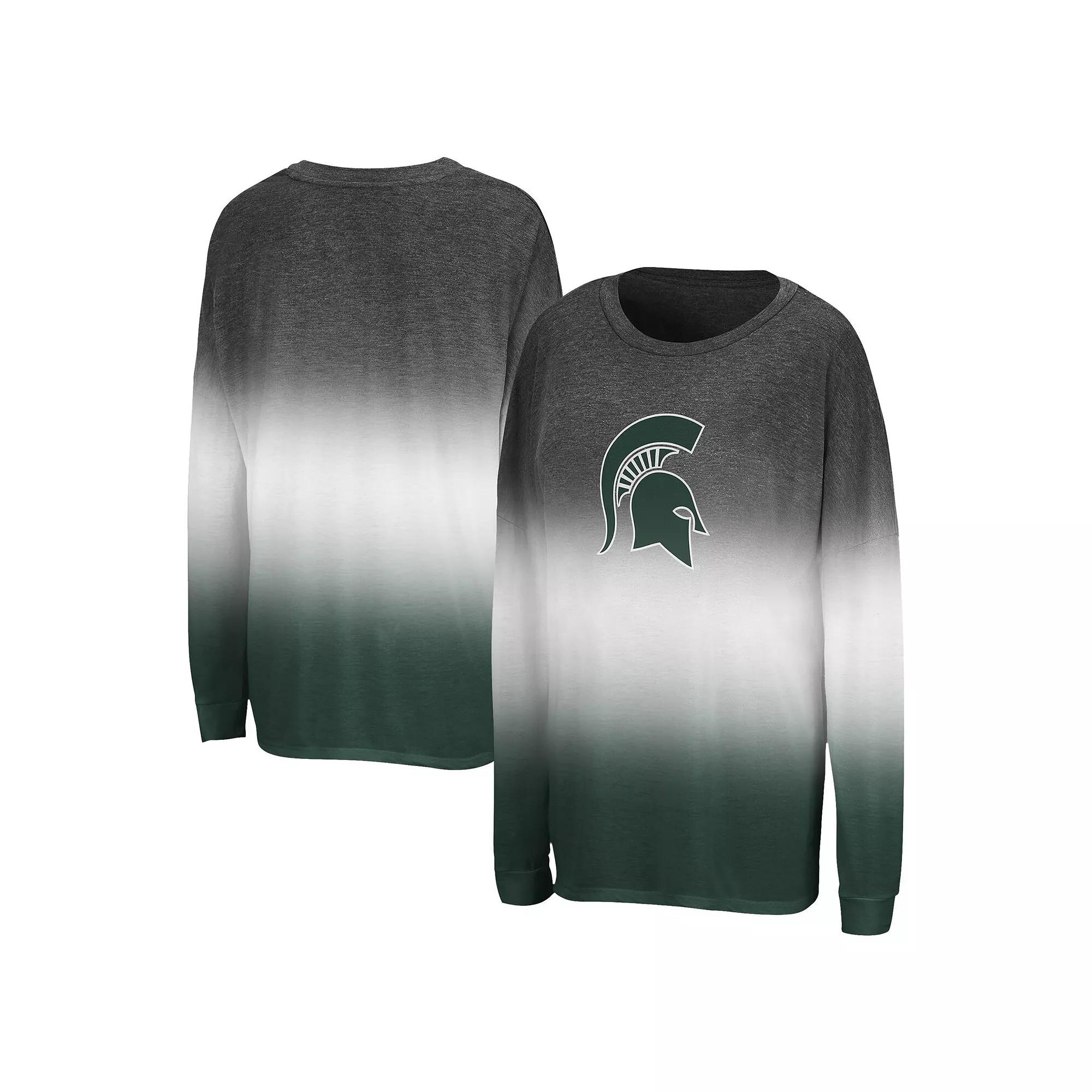 Women's Colosseum Black Michigan State Spartans Winkle Dip Dye Long Sleeve T-Shirt, Size: XL Product Image