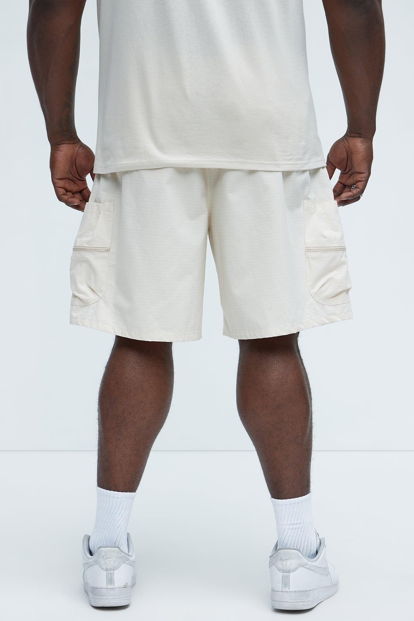Stacked Ripstop Relaxed Cargo Shorts - Khaki Product Image