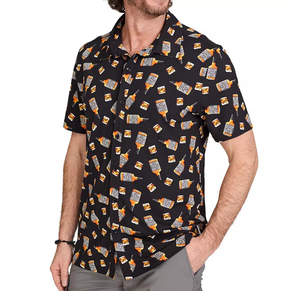 Men's WEARFIRST Short Sleeve Jersey Button Front Shirt, Size: Large, White Beer Print Product Image