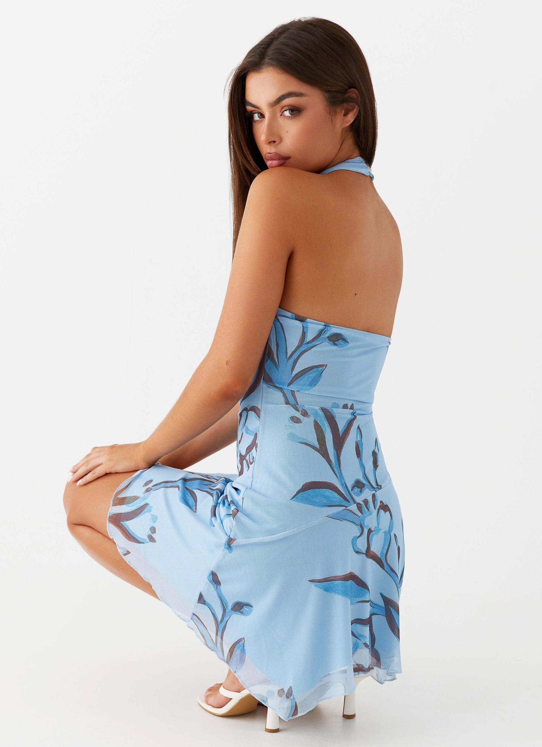 Iris Bloom Mini Dress - Blue Floral Product Image