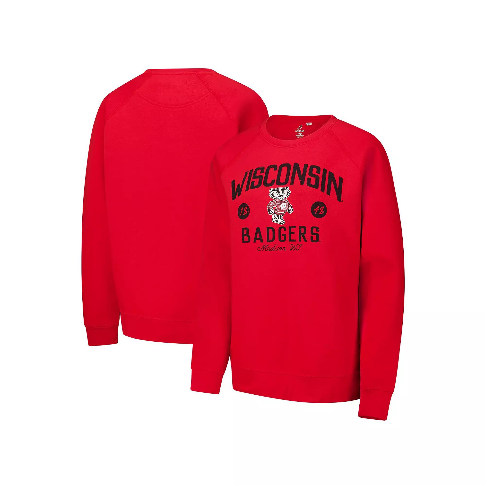 Men's League Collegiate Wear Red Wisconsin Badgers Bendy Arch Essential 2.0 Pullover Sweatshirt, Size: 2XL Product Image