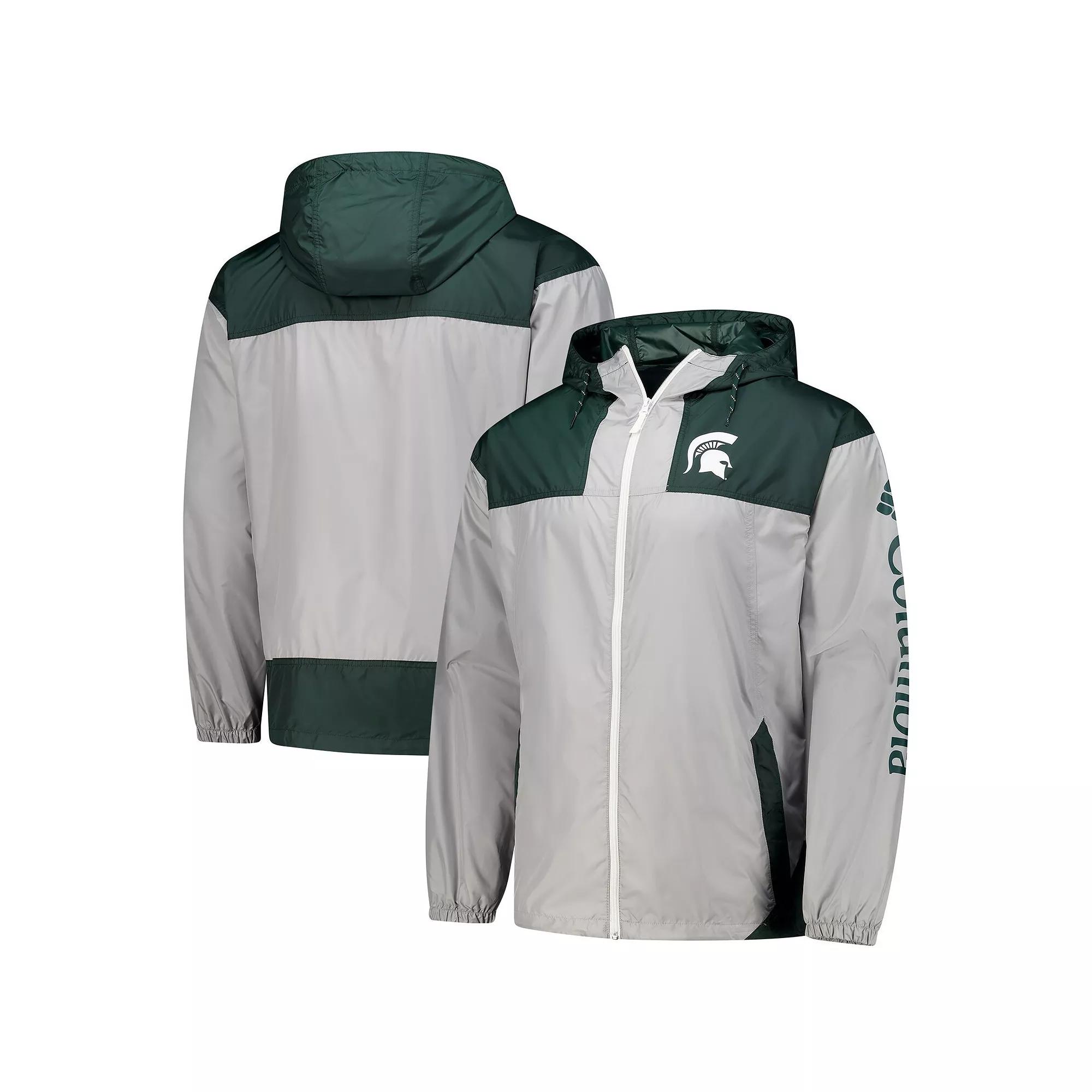 Men's Columbia Gray Michigan State Spartans Flash Challenger II Omni-Shade Full-Zip Windbreaker Jacket, Size: 2XL, Grey Product Image