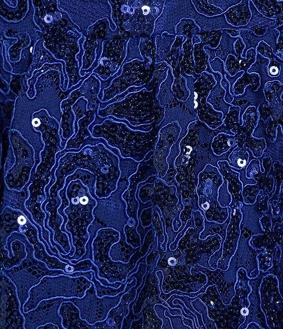 Honey and Rosie Sequined Mesh Lace Criss Cross Back Bubble Hem Dress Product Image