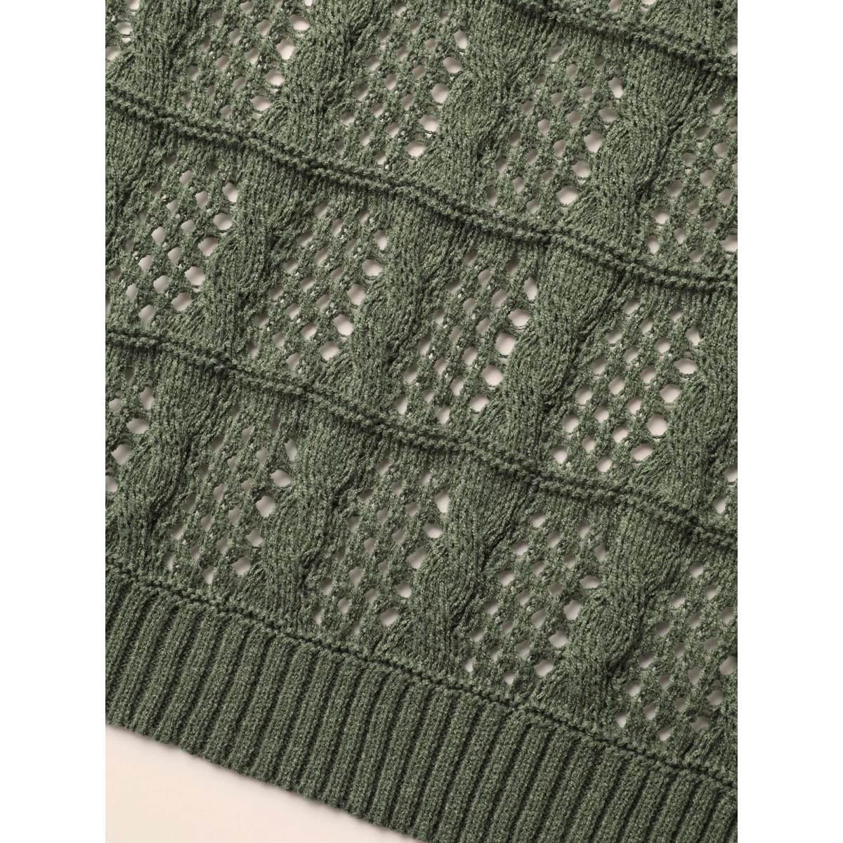 Plus Size Textured Cable Knit Pocket Cardigan Moss Women Casual Loose Long Sleeve Everyday Cardigans BloomChic 18-20/2X Product Image