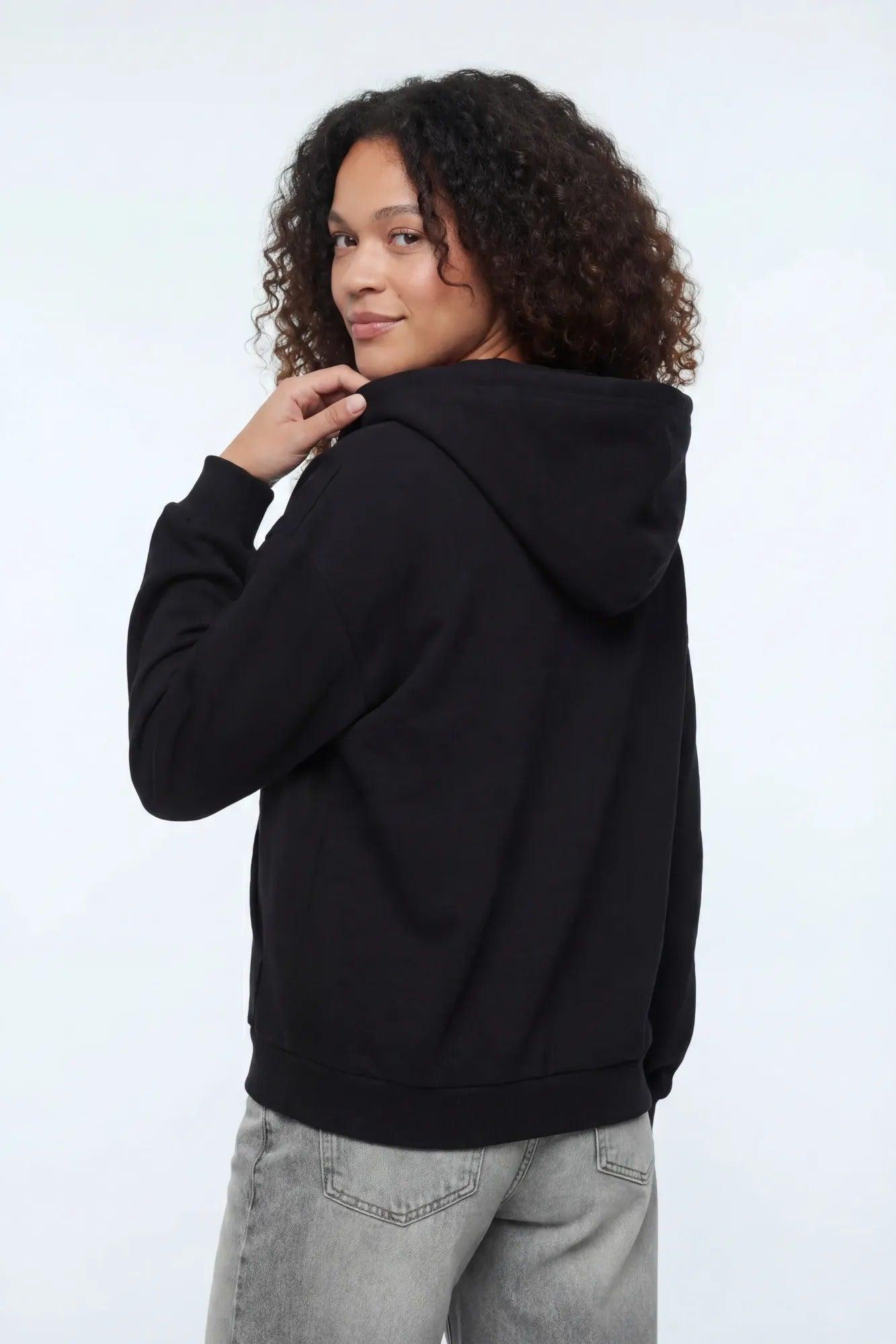 Boxy Zip-Up Fleece Hoodie Female Product Image