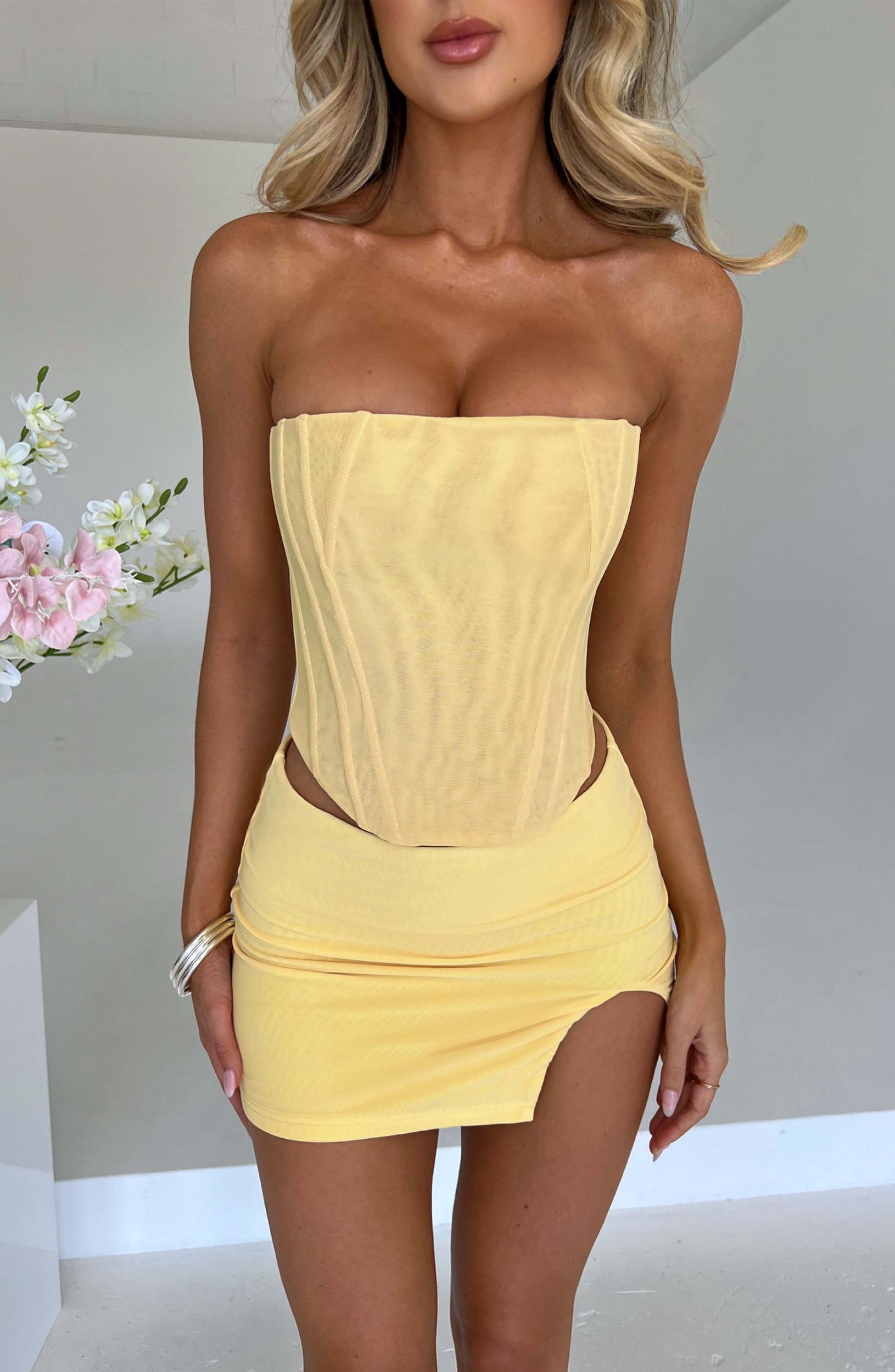Alina Mini Skirt - Lemon Product Image