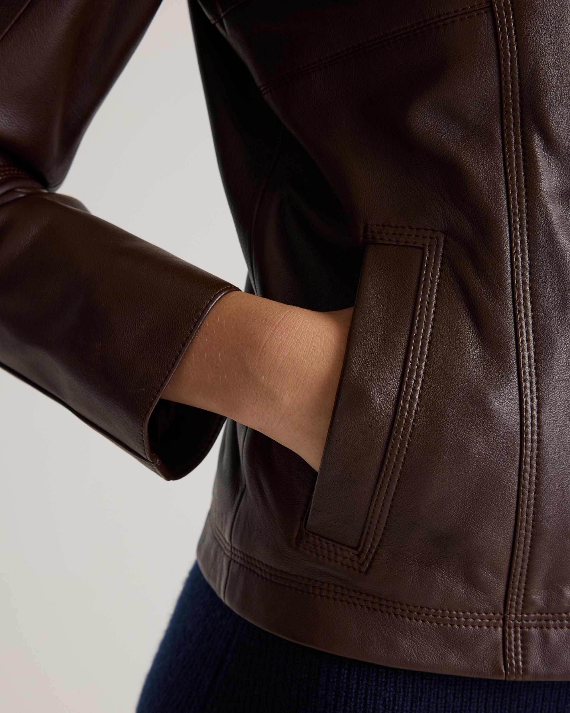 Quince | Women's Stand-Collar Jacket Size XS, Leather Product Image