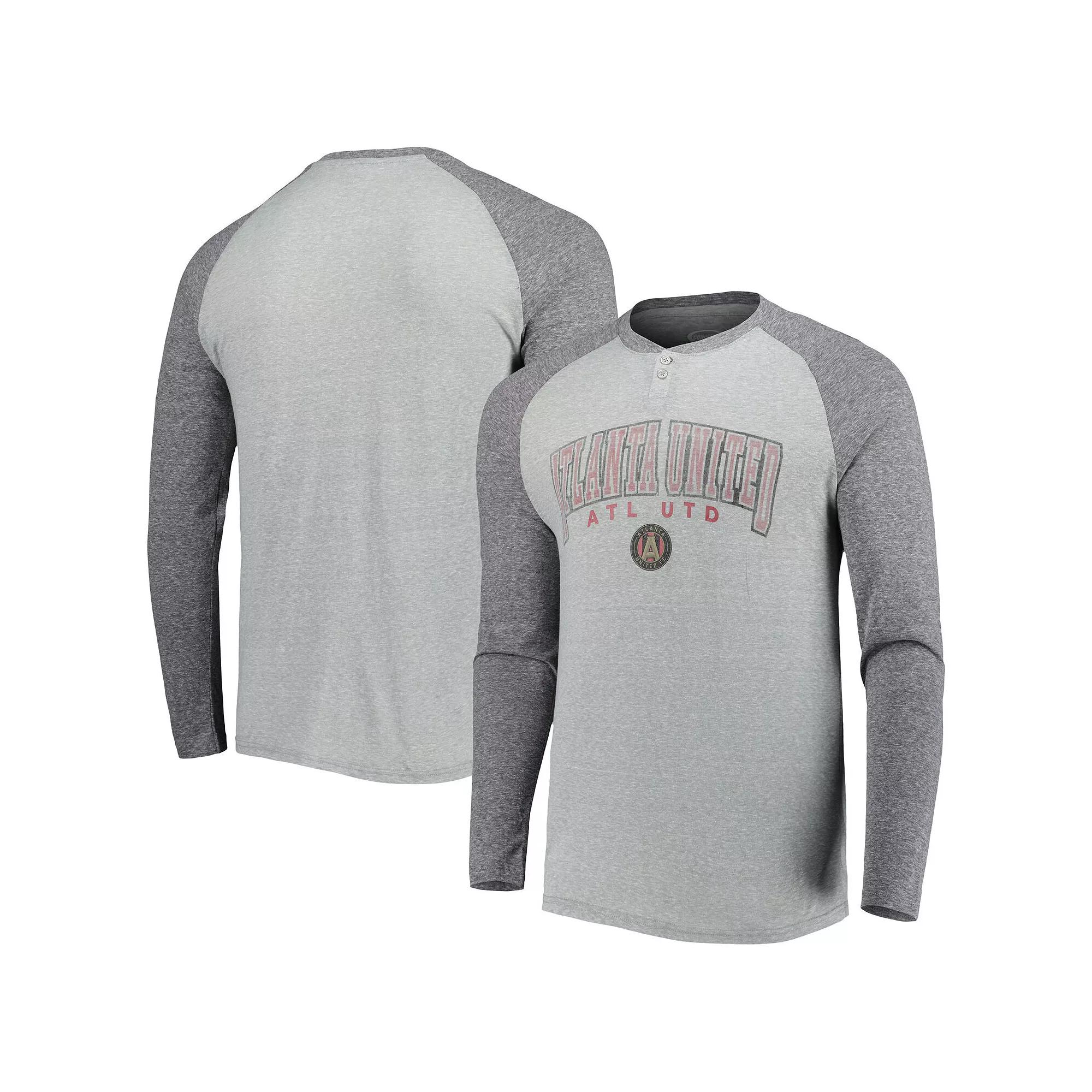 Men's Concepts Sport Heathered Gray/Heathered Charcoal Atlanta United FC Ledger Raglan Long Sleeve T-Shirt,  Product Image