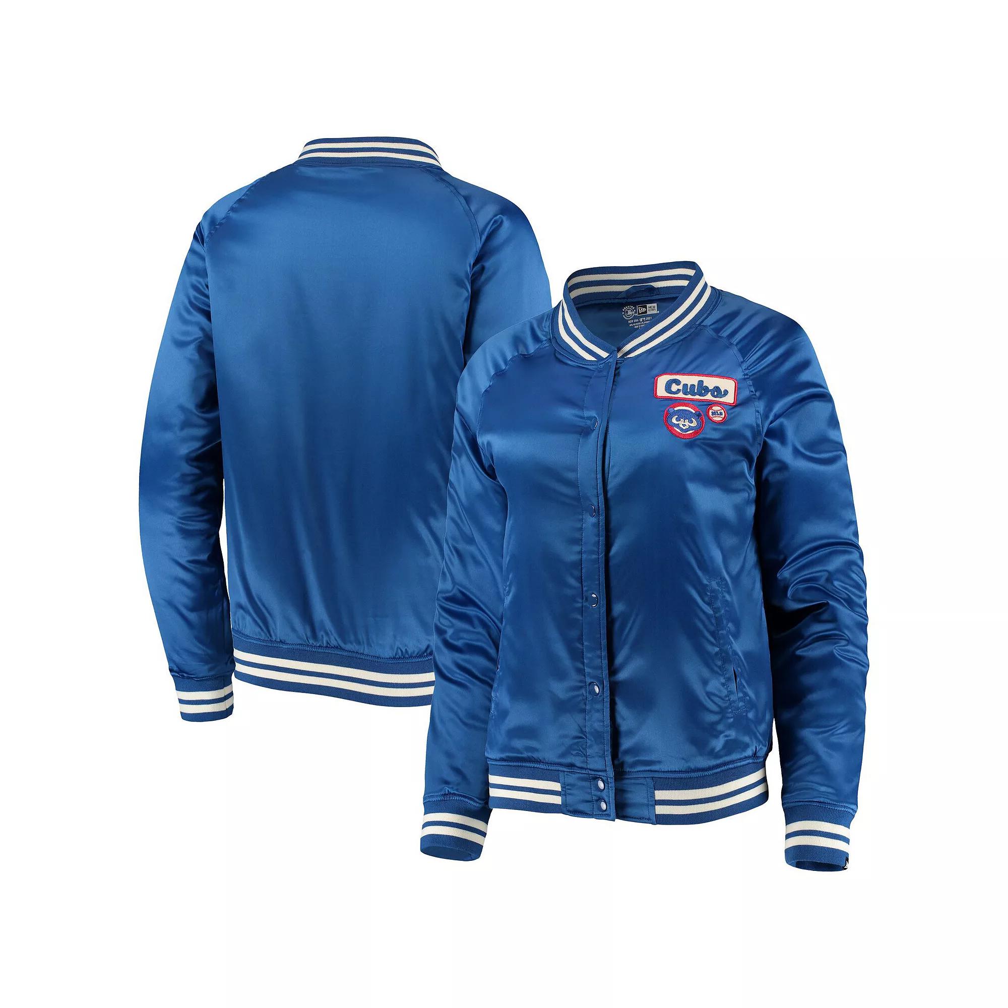 Men's New Era Royal Chicago Cubs Satin Raglan Full-Snap Jacket, Women's, Size: Medium, Blue Product Image