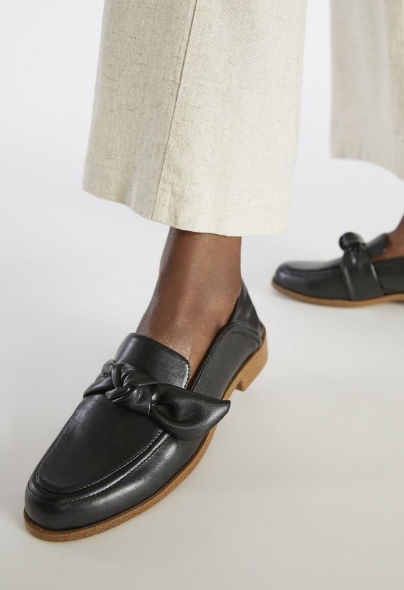 JustFab Margaux Platform Loafer Pump Womens Black/ White Size 8.5 Product Image