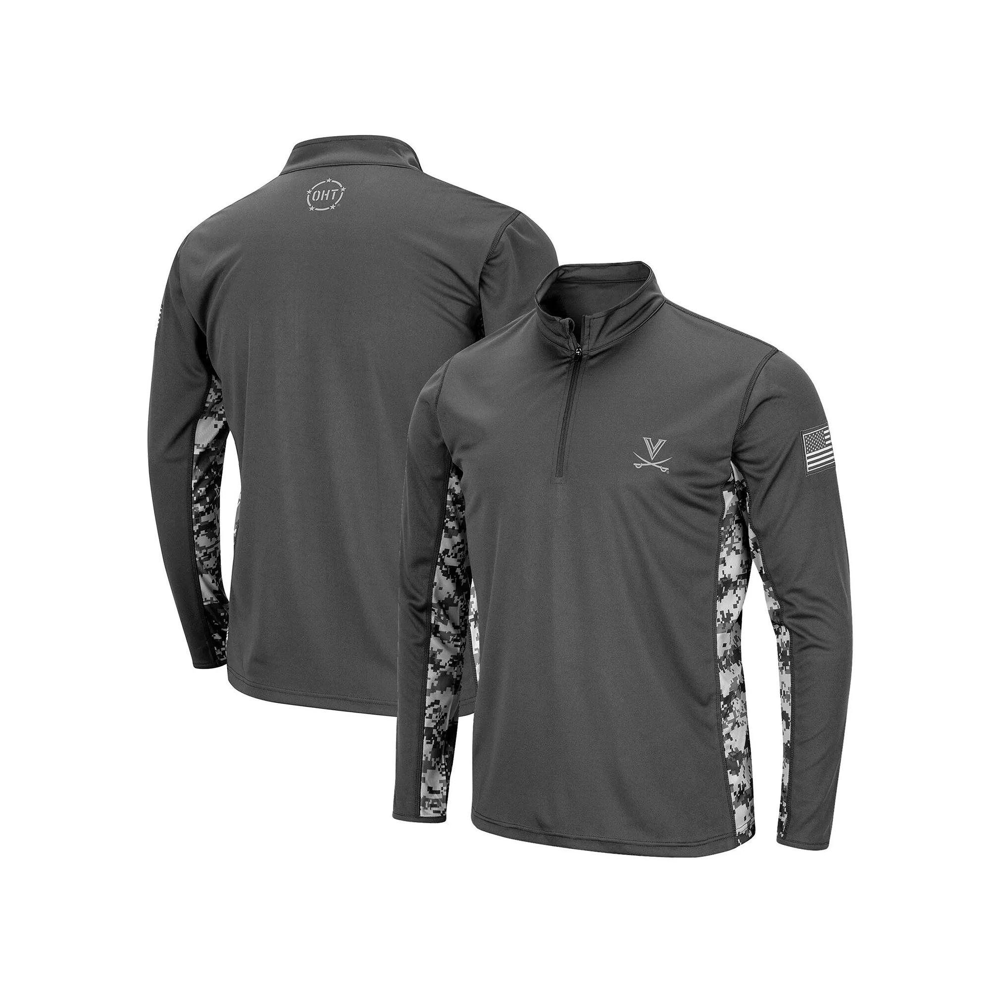 Men's Colosseum Charcoal Virginia Cavaliers OHT Military Appreciation Rival Digi Camo Quarter-Zip Jacket, Size: XL Product Image