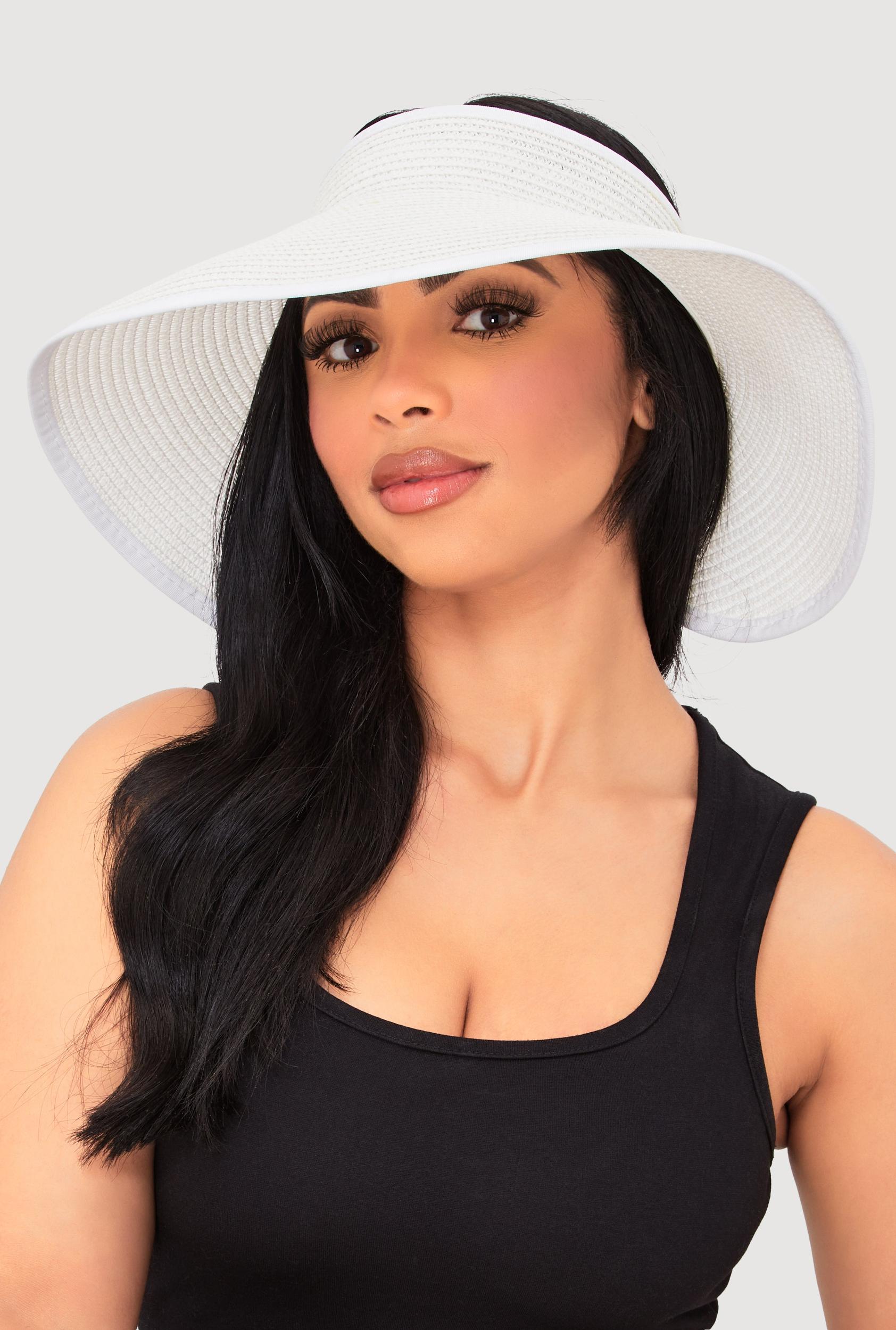 Roll Up Straw Visor with Bow Female Product Image