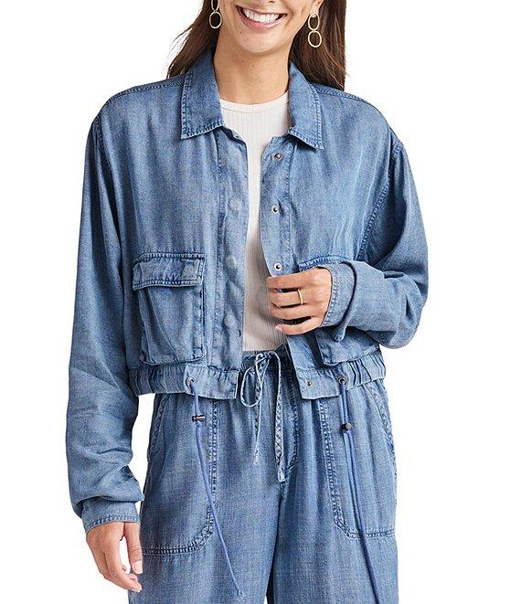 Splendid Breanne Chambray Point Collar Snap Front Jacket Product Image