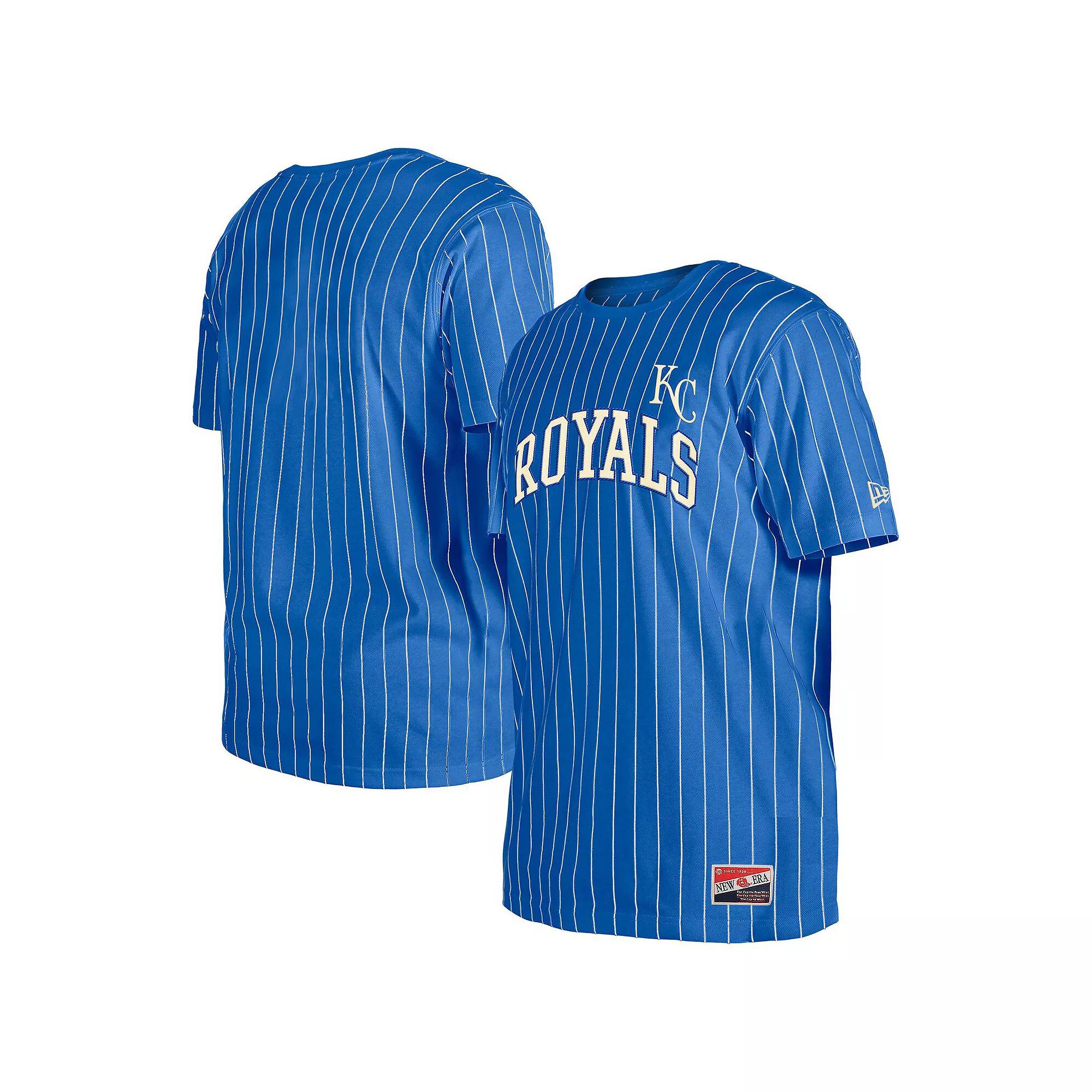 Men's New Era Royal Kansas City Royals Throwback Pinstripe T-Shirt, Size: Small, Blue Product Image