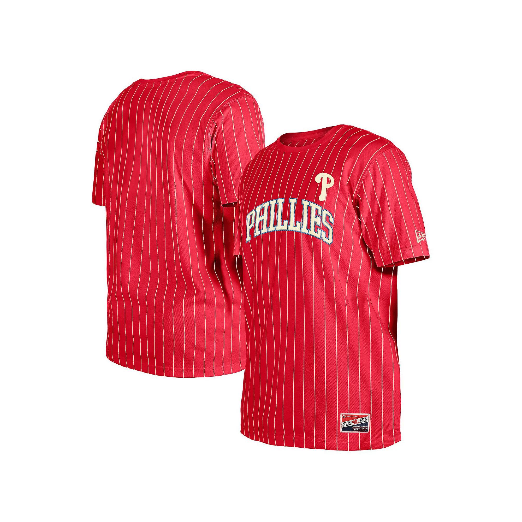 Men's New Era Green Athletics Throwback Pinstripe T-Shirt,  Product Image