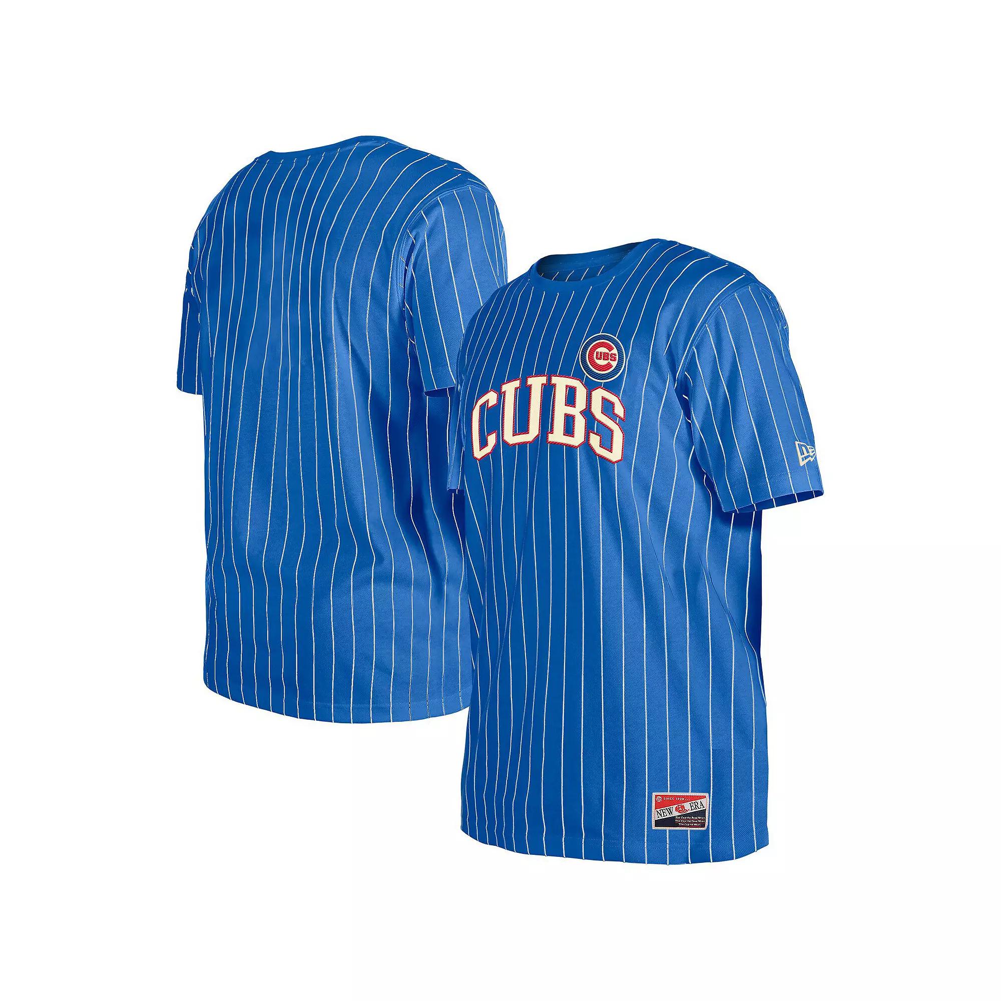 Men's New Era Royal Chicago Cubs Throwback Pinstripe T-Shirt,  Product Image