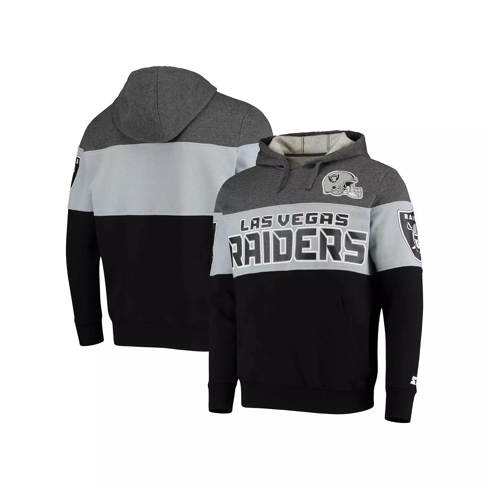 Men's Starter Gray/Silver Las Vegas Raiders Extreme Fireballer Throwback Pullover Hoodie,  Product Image