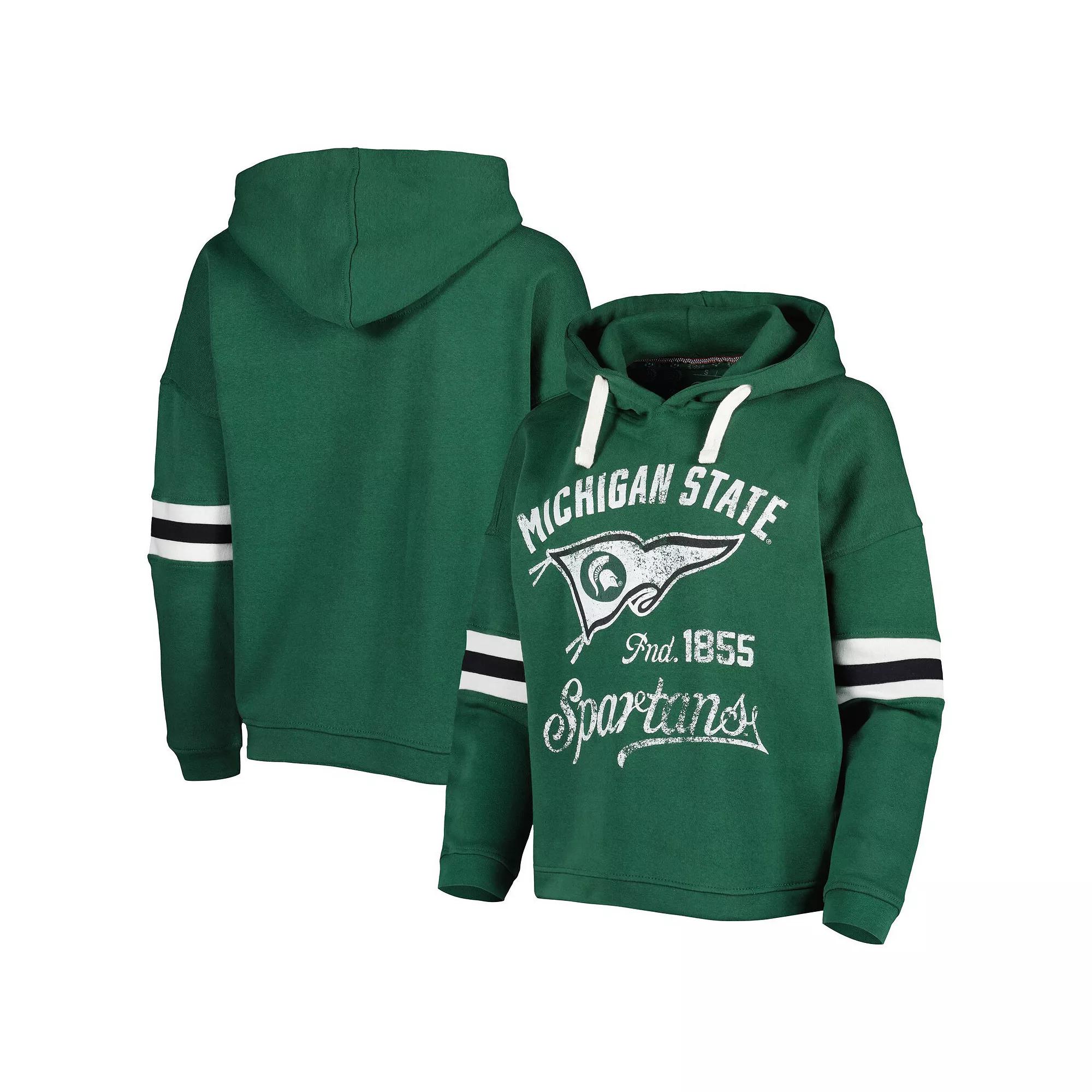 Women's Pressbox Green Michigan State Spartans Super Pennant Pullover Hoodie,  Product Image