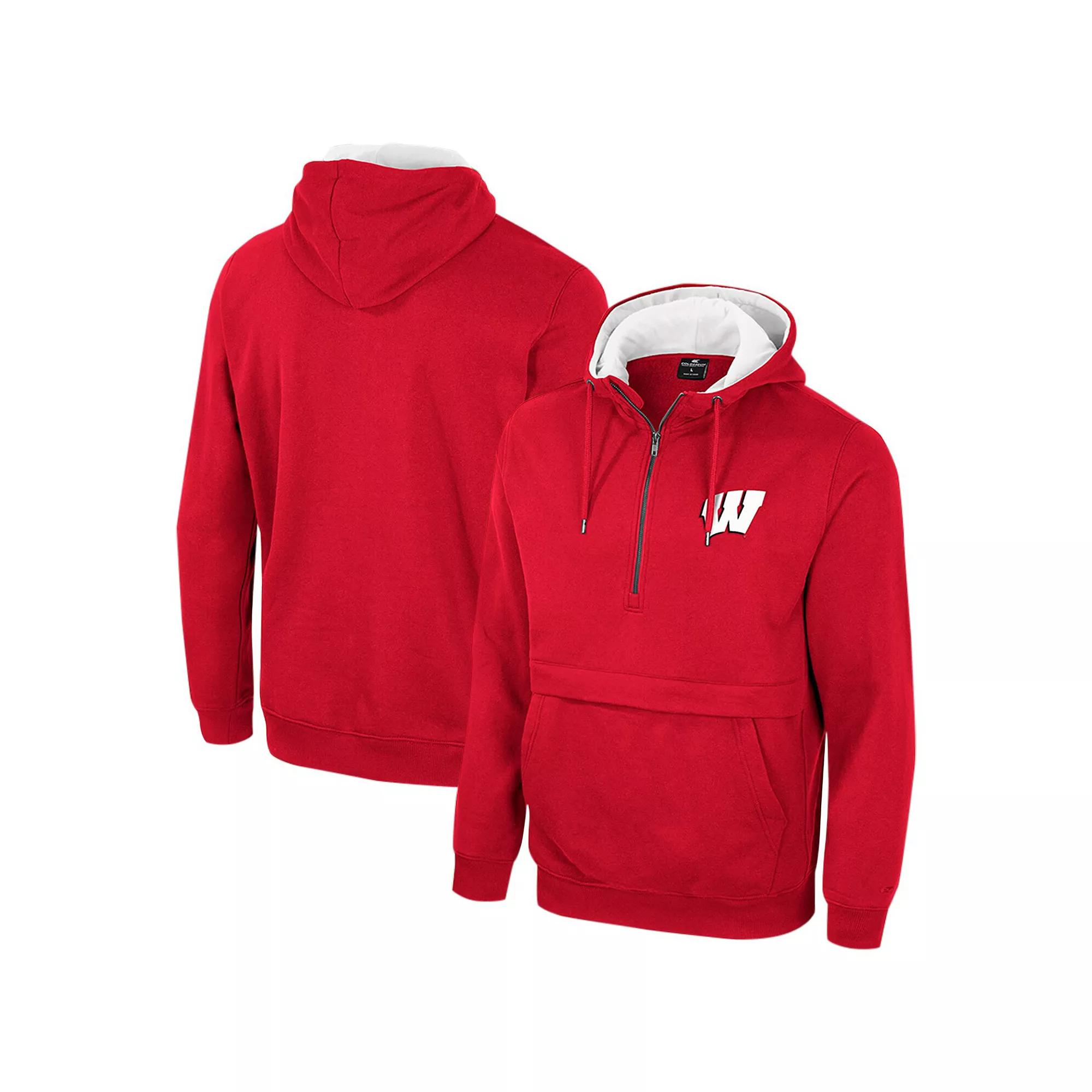 Men's Colosseum Red Wisconsin Badgers Half-Zip Hoodie,  Product Image