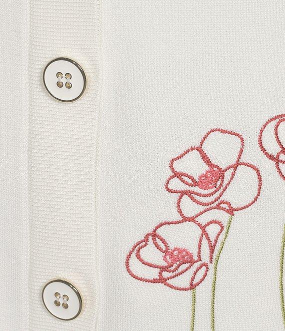 Investments Petite Size Novelty Stemmed Floral Long Sleeve Button Front Cardigan Product Image