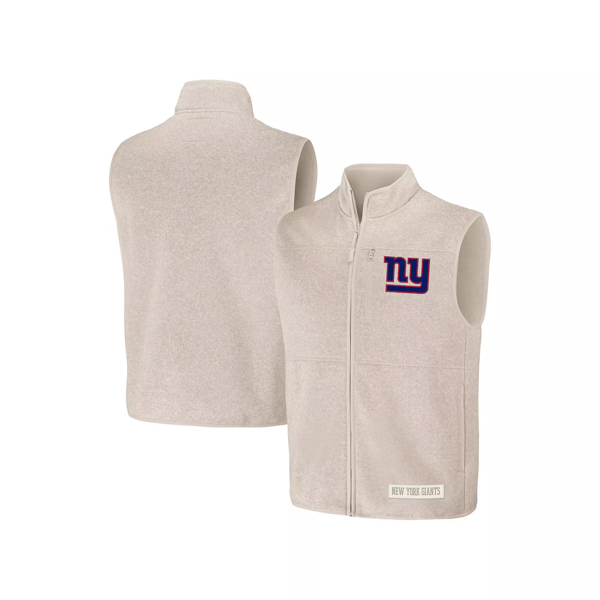 Men's NFL x Darius Rucker Collection by Fanatics Oatmeal New York Giants Full-Zip Sweater Vest,  Product Image