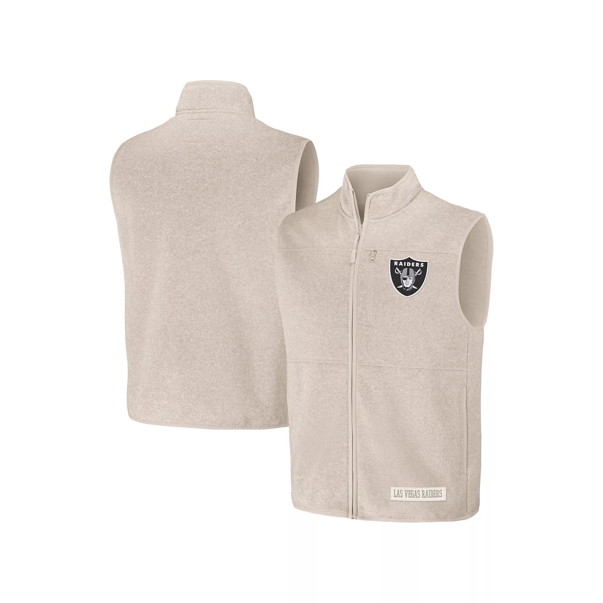 Men's NFL x Darius Rucker Collection by Fanatics Oatmeal Las Vegas Raiders Full-Zip Sweater Vest,  Product Image
