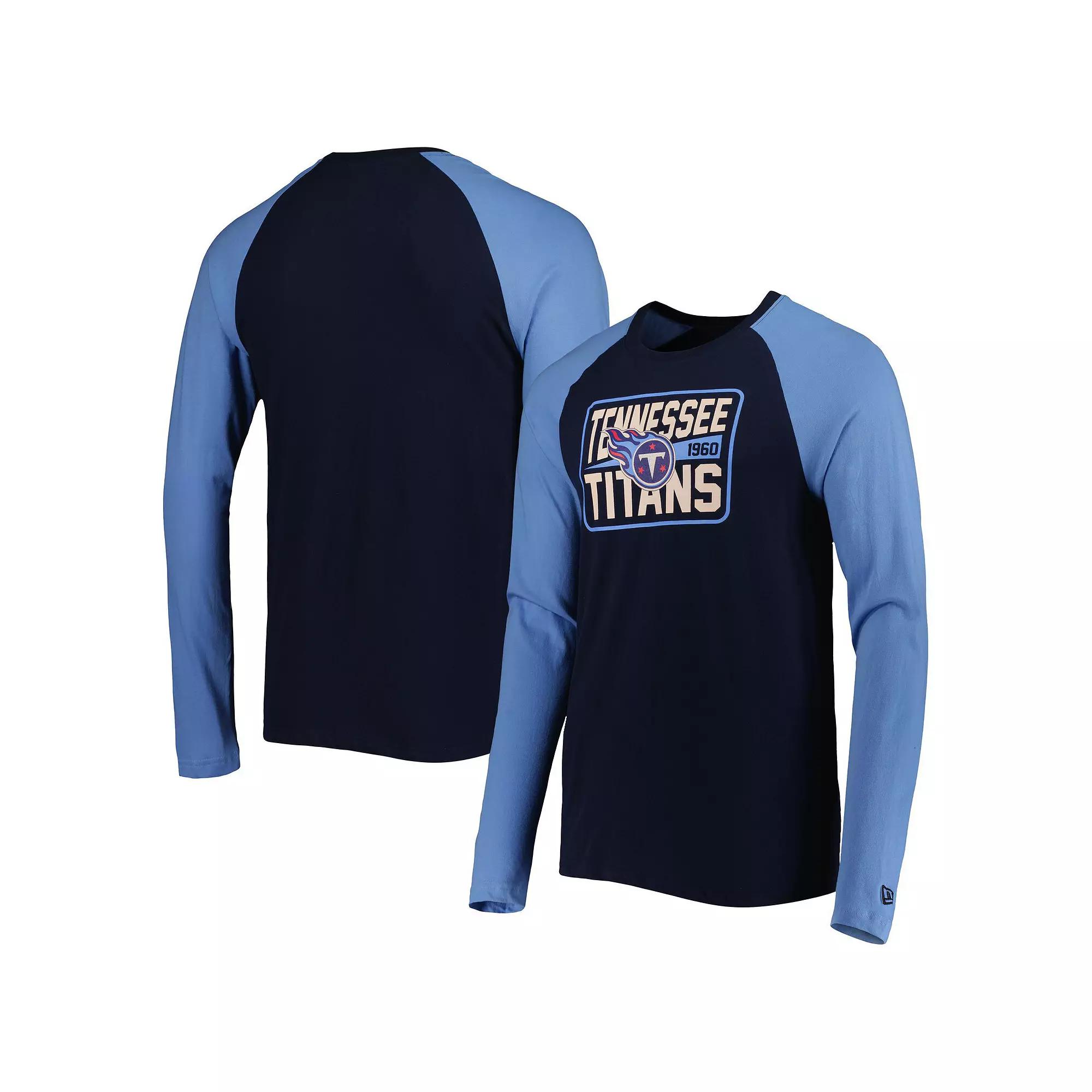 Men's New Era Navy Tennessee Titans Current Raglan Long Sleeve T-Shirt, Size: 2XL, Blue Product Image