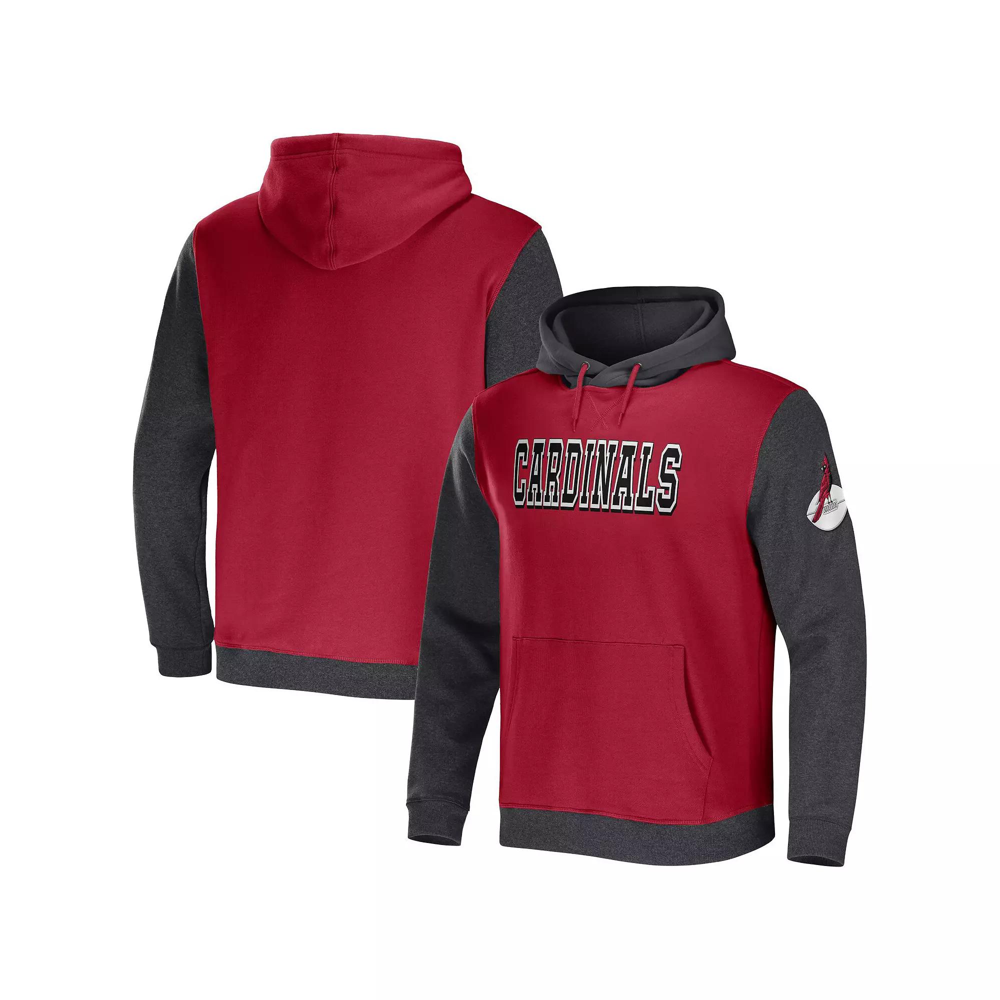 Men's NFL x Darius Rucker Collection by Fanatics Cardinal/Charcoal Arizona Cardinals Colorblock Pullover Hoodie,  Product Image