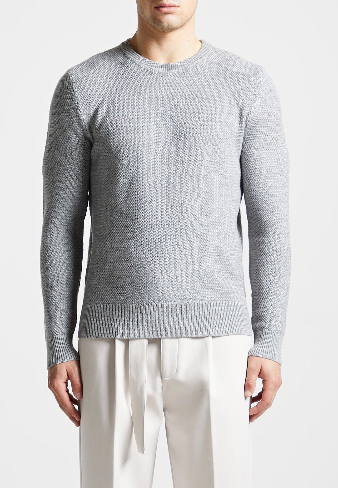 Gabin - Textured Wool Blend Jumper - Grey Male Product Image