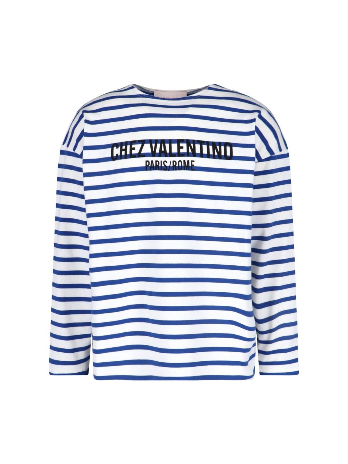VALENTINO Garavani Men Embroidered Cotton T-shirt In Stripped Product Image
