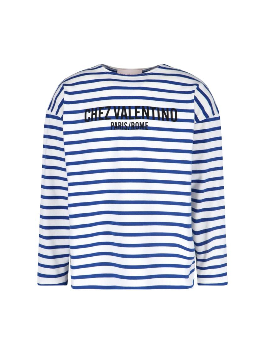 VALENTINO Garavani Men Embroidered Cotton T-shirt In Stripped Product Image