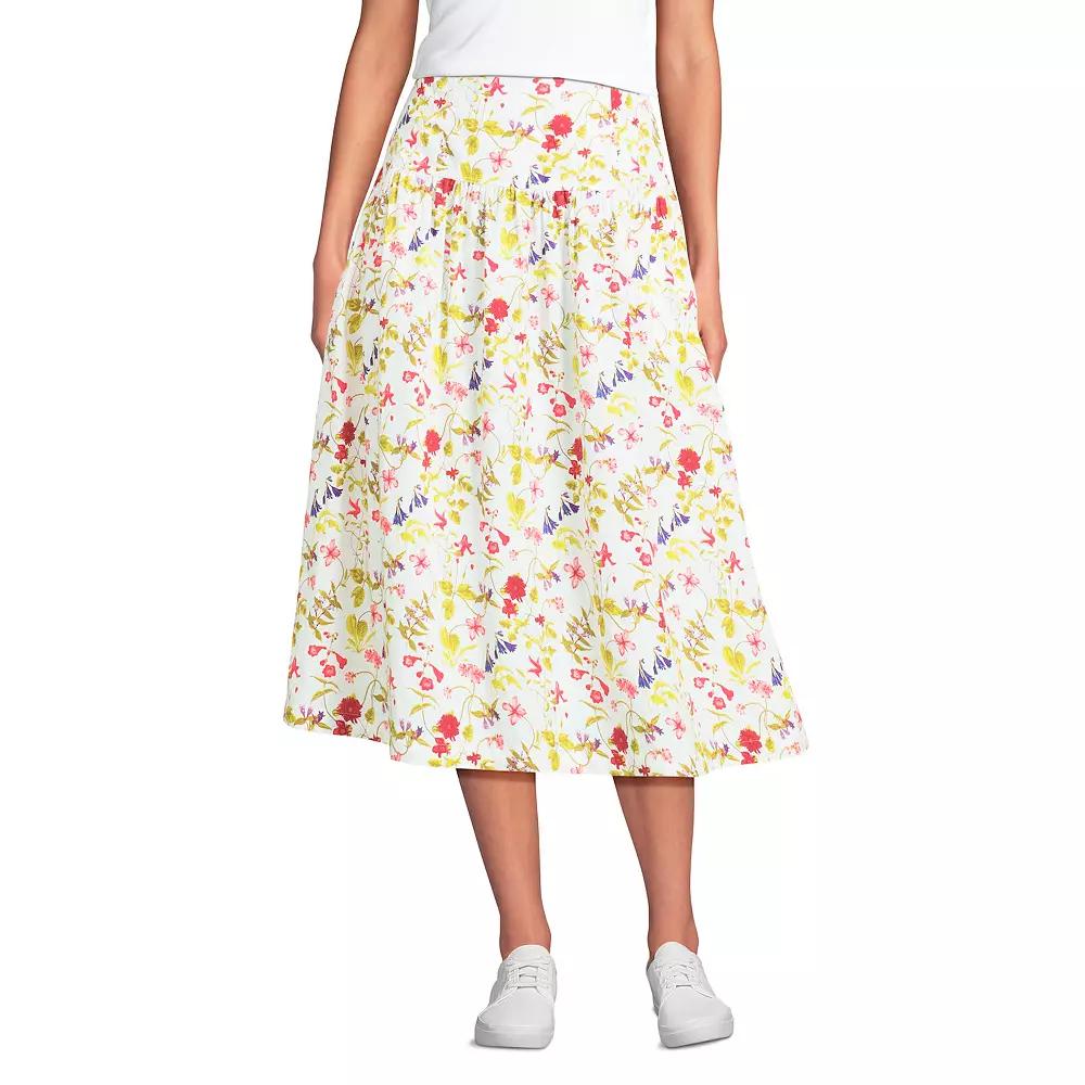 Petite Lands' End Poplin Drop Waist Midi Skirt, Women's,  Product Image