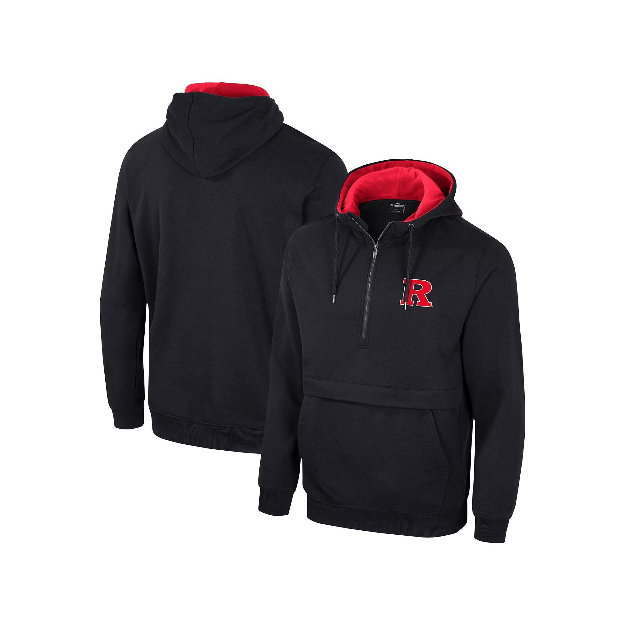 Men's Colosseum Black Rutgers Scarlet Knights Half-Zip Hoodie,  Product Image