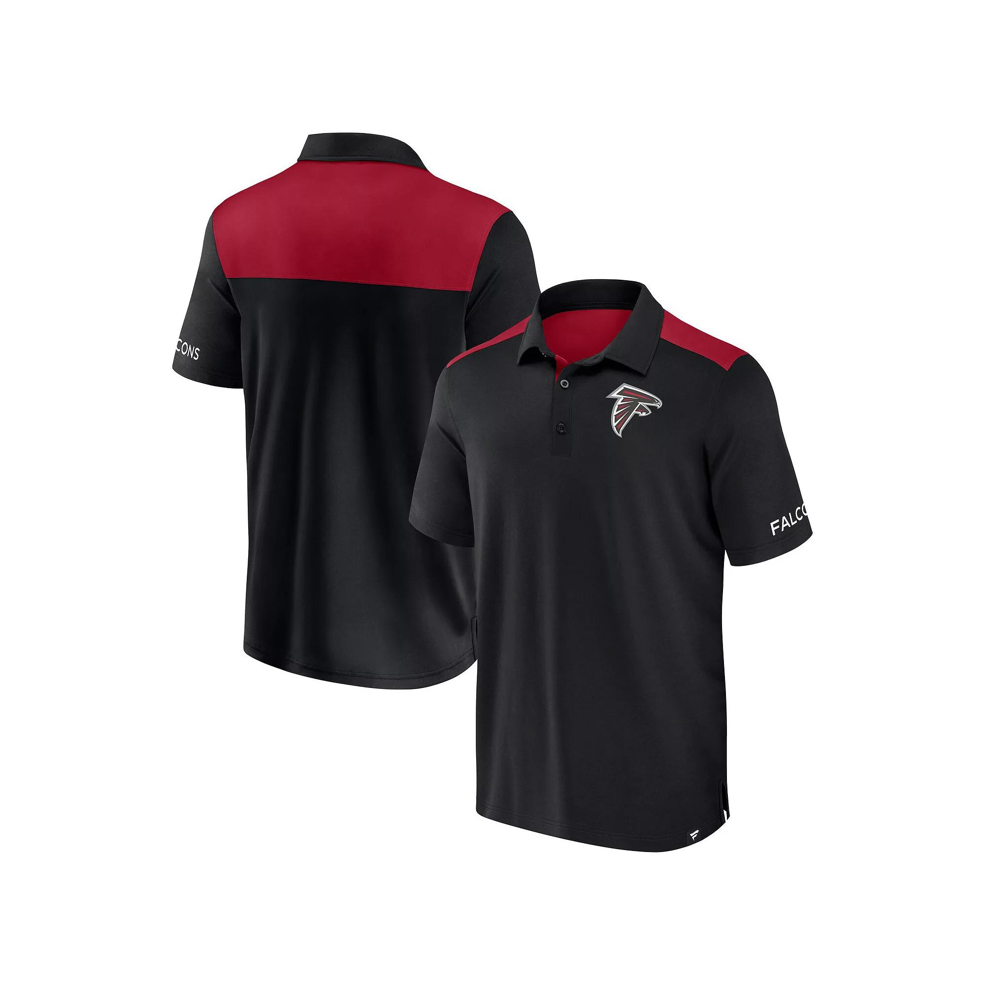 Men's Fanatics  Black/Red Atlanta Falcons Colorblock Polo, Size: Medium Product Image