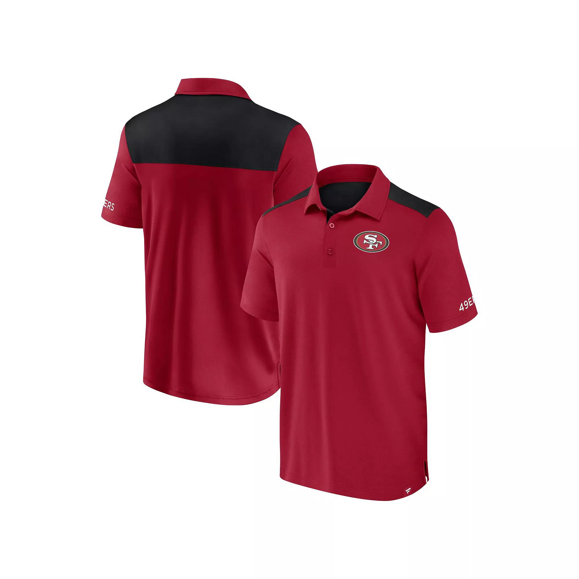 Men's Fanatics  Scarlet/Black San Francisco 49ers Colorblock Polo, Size: Small, Red Product Image