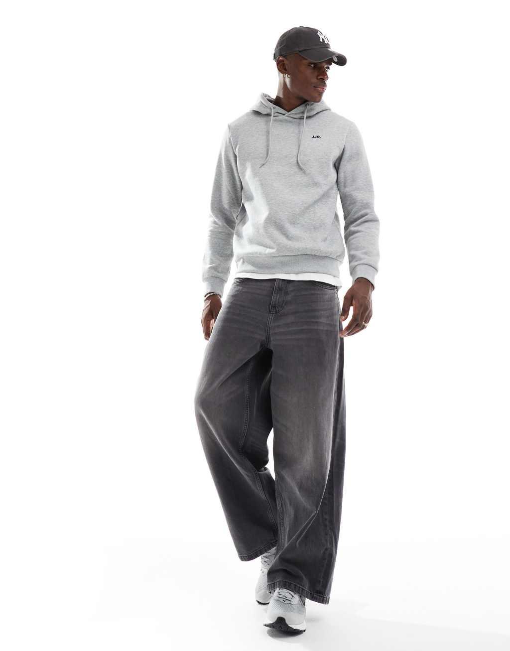 JJ Rebel hoodie with small chest logo in gray Product Image