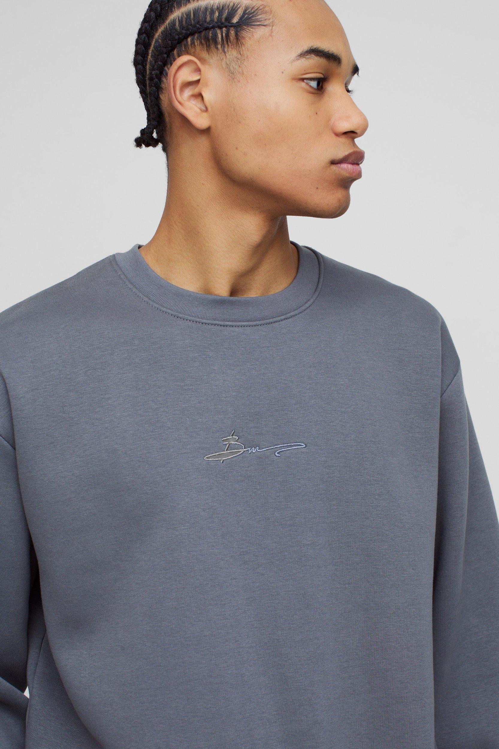 330GSM Oversized BM Signature Boxy Sweatshirt | boohooMAN USA Product Image