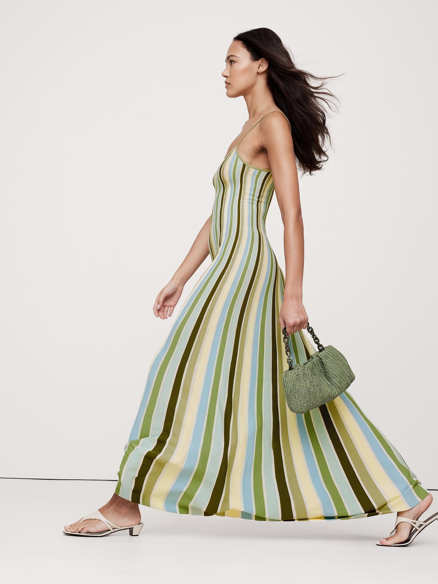 Sculpted Stripe Maxi Dress Product Image