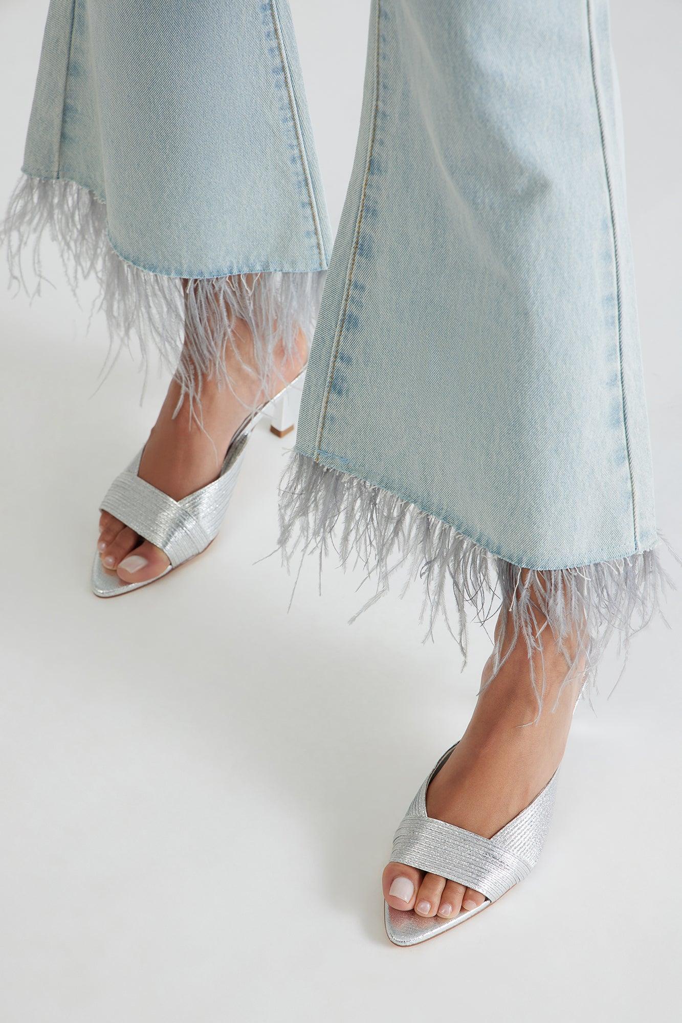 Gloria Pointed Toe Mules - Silver Product Image