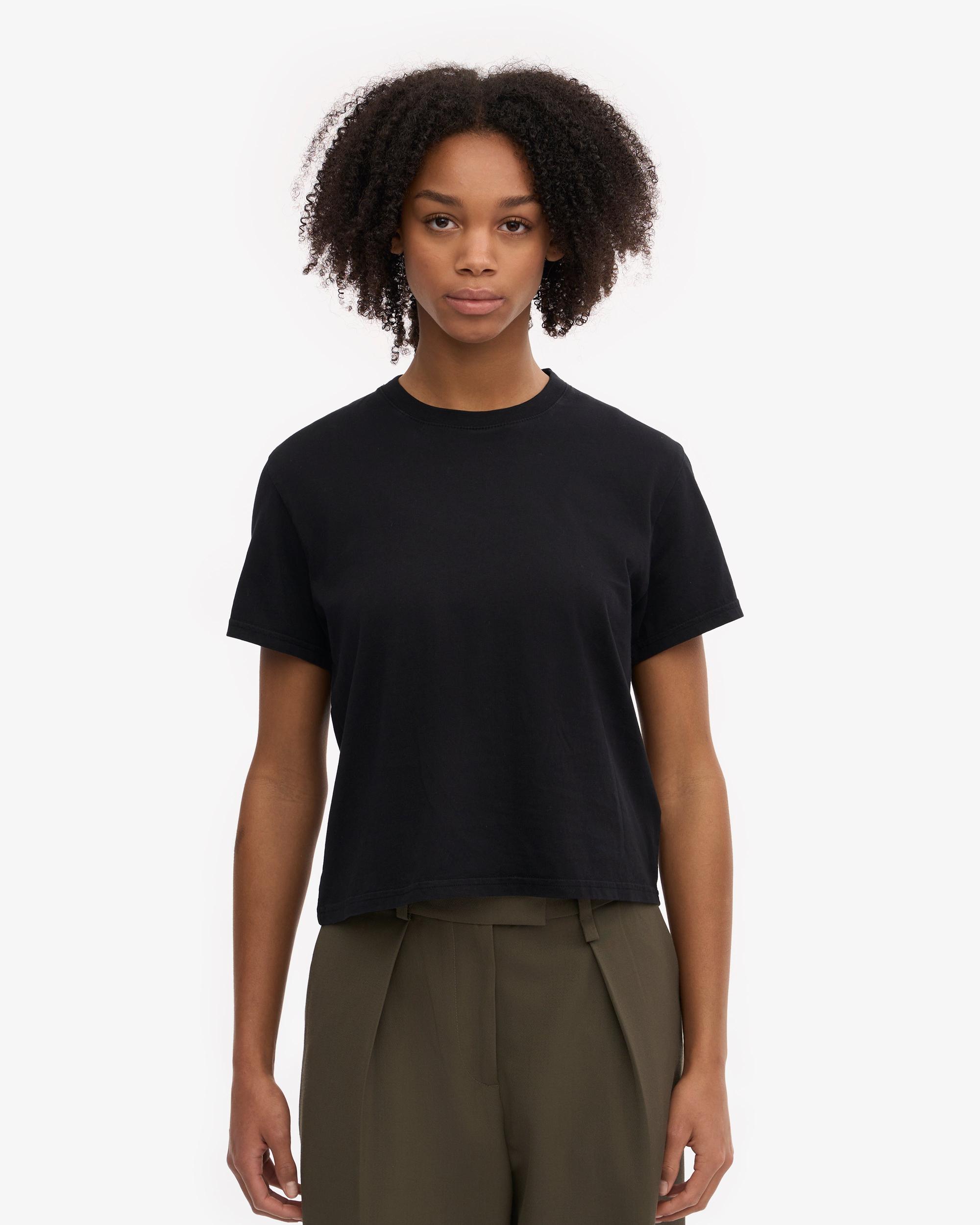 Organic Boxy Crop Tee - Faded Black Product Image