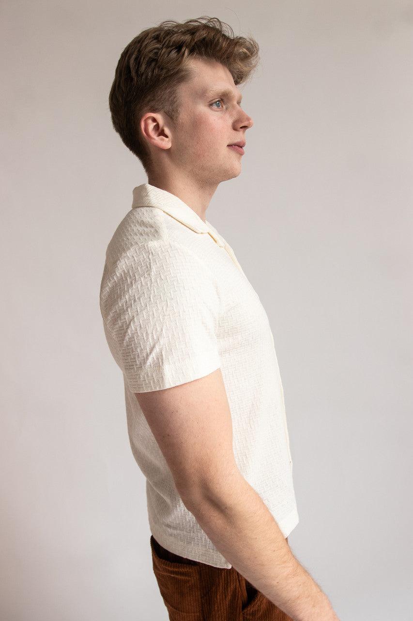 Textured Basket Weave Knit Button Up Shirt Product Image