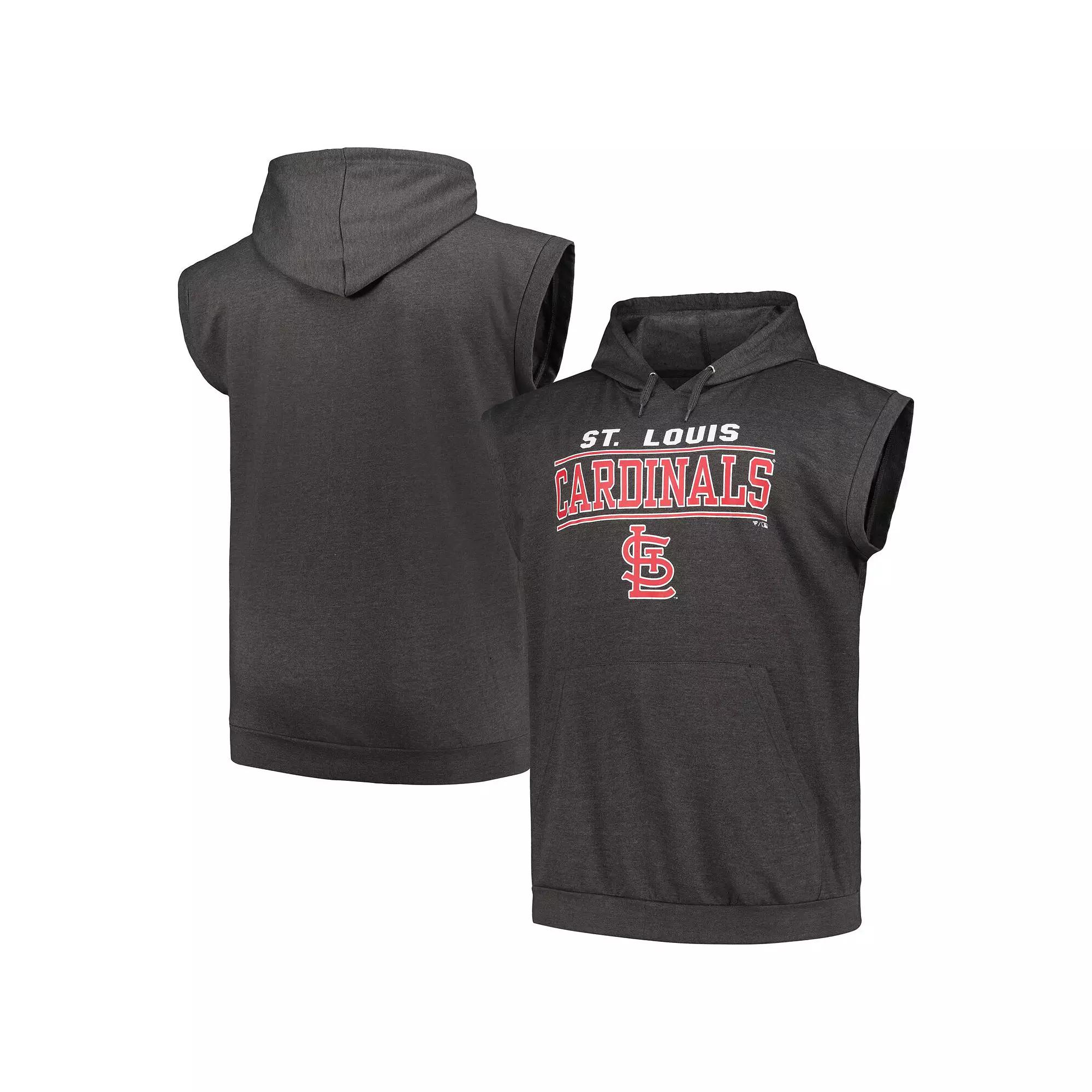Men's Profile Heather Charcoal St. Louis Cardinals Big & Tall Muscle Sleeveless Pullover Hoodie,  Product Image