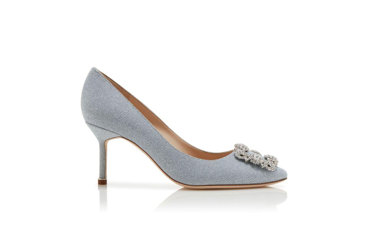 HANGISI GLITTER 70 Silver Glitter Fabric Jewel Buckle Pumps Product Image